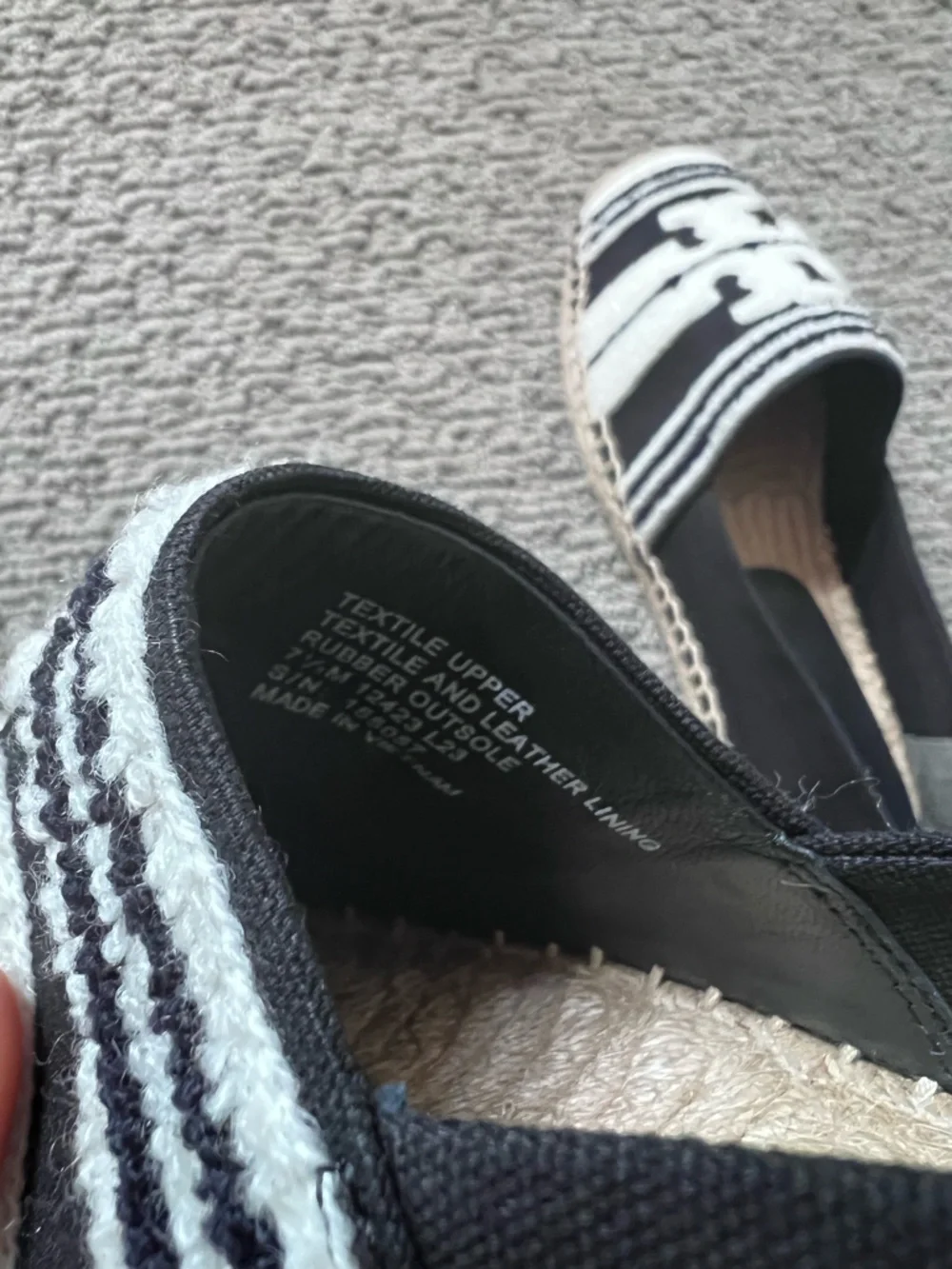 Tory Burch Black & White Logo Espadrille Flats - Woven Logo - Picture 7 of 7